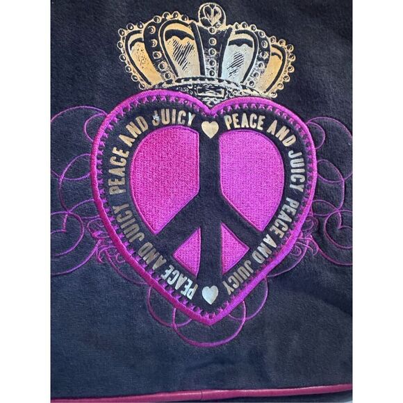 Vintage y2k black hot pink & gold peace velour juicy couture backpack NWT main image 8
